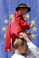 The boy in the Ukrainian national suit