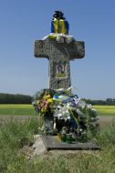 A memorial cross on the place where Chornovil death