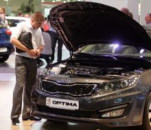 The  visitor examines placards