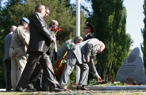 Participants of the ceremony of laying flowers