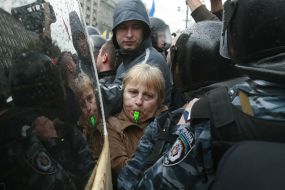 The fighters of the special division Berkut
