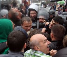 Collision between a militia and participants of the mass meeting