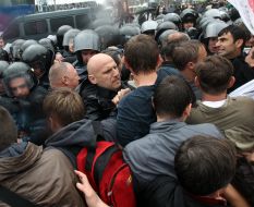 Collision between a militia and participants of the mass meeting