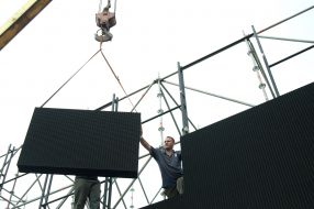 Works on assembling the screen