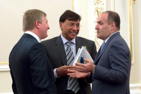 Rinat Akhmetov, Lakshmi Niwas Mittal and Victor Pinchuk