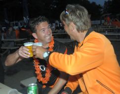 The Dutch fans in a tent camp