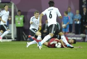 Sami Khedira, Bastian Schweinsteiger and Helder Postiga