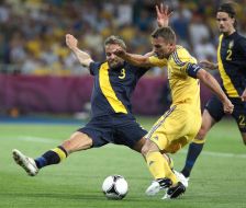 Andriy Shevchenko, Olof Mellberg and Mikael Lustig
