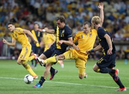 Yevhen Selin, Oleh Gusev, Johan Elmander and Christian Wilhelmsson