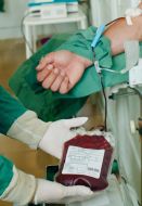 The donor donates blood