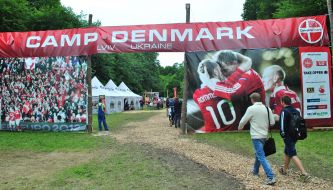 Entrance to the camping of Danish fans