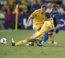 Andriy Shevchenko, Oleh Gusev and Philippe Mexes