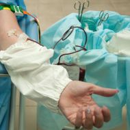 The donor donates blood