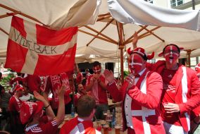 Fans of national football team of Denmark