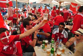 Fans of national football team of Denmark