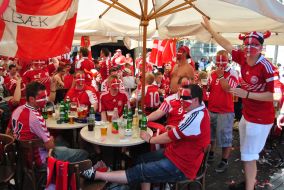 Fans of national football team of Denmark