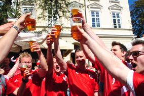 Fans of national football team of Denmark