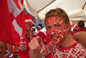 Fans of national football team of Denmark