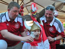 Fans of national football team of Denmark