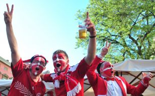 Fans of national football team of Denmark