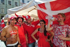 Fans of national football team of Denmark