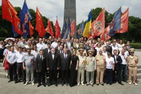 Participants of ceremony of laying-on of flowers to the grave of Unknown soldier