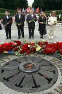 Participants of ceremony of laying-on of flowers to the grave of Unknown soldier