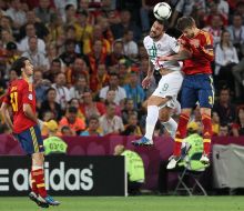 Hugo Almeida and Gerard Pique