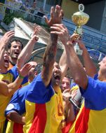 Players of the team of Romania fans