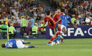 Sergio Busquets and Mario Balotelli