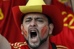Young fan of the national football team of Spain