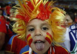 Young fan of the national football team of Spain
