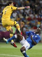 Mario Balotelli and Iker Casillas