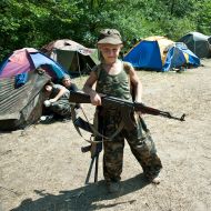 Boy with an educational automat