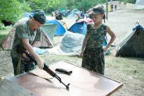 Military preparation is in child's camp