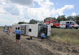 Overturned bus