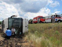 Overturned bus