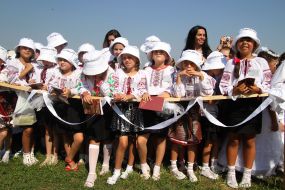 The girls in national costumes