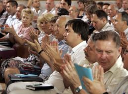 Delegates of 45th convention of Communist party of Ukraine
