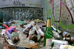 Garbage on the embankment of Dnepr 