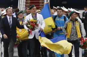 Meeting of the Ukrainian Olympians in an air-port