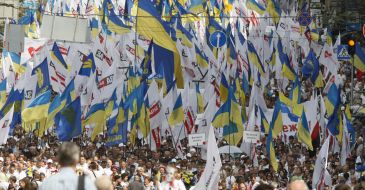 Festive procession of opposition's supporters