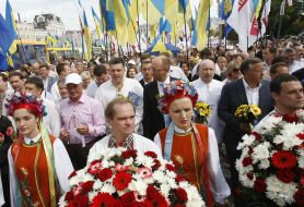 Festive procession of opposition's supporters