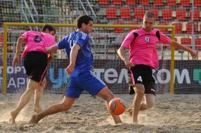 Participants of competitions on beach football 