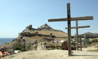 Three crosses on a mountain 