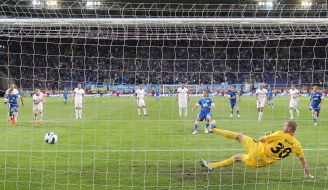 Goal in the gate of FC "Slovan" (Liberec, Czech Republic)