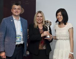 Igor Lobortas, Hou Yifan and Susan Polgar