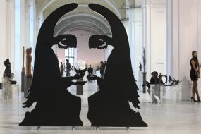 Инсталляция в виде человеческого лица