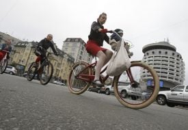 Participants of womanish cycle race