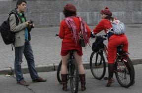 Participants of womanish cycle race
